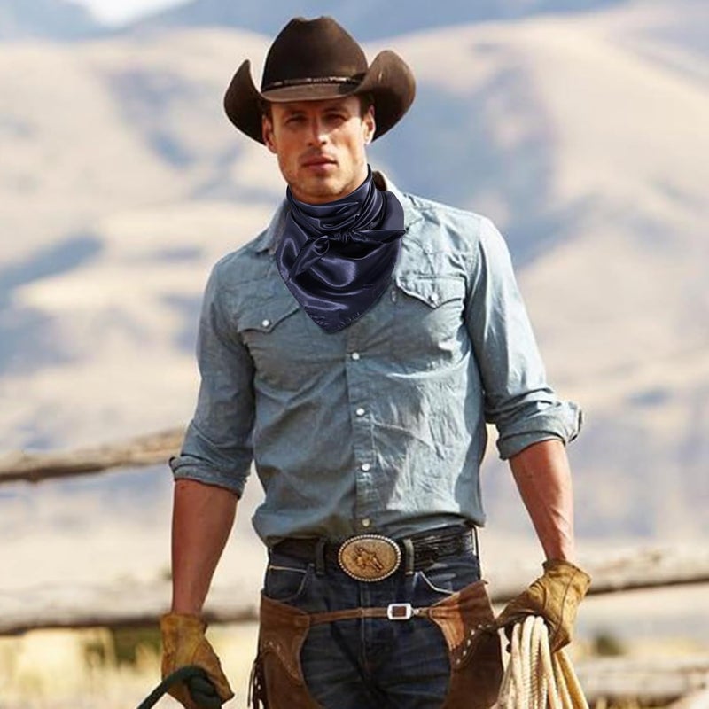 GERINLY Solid Color Wild Rag, Pure Cowboy Bandanas 35 Inch, Bolo Scarf for Men Women - Image 3